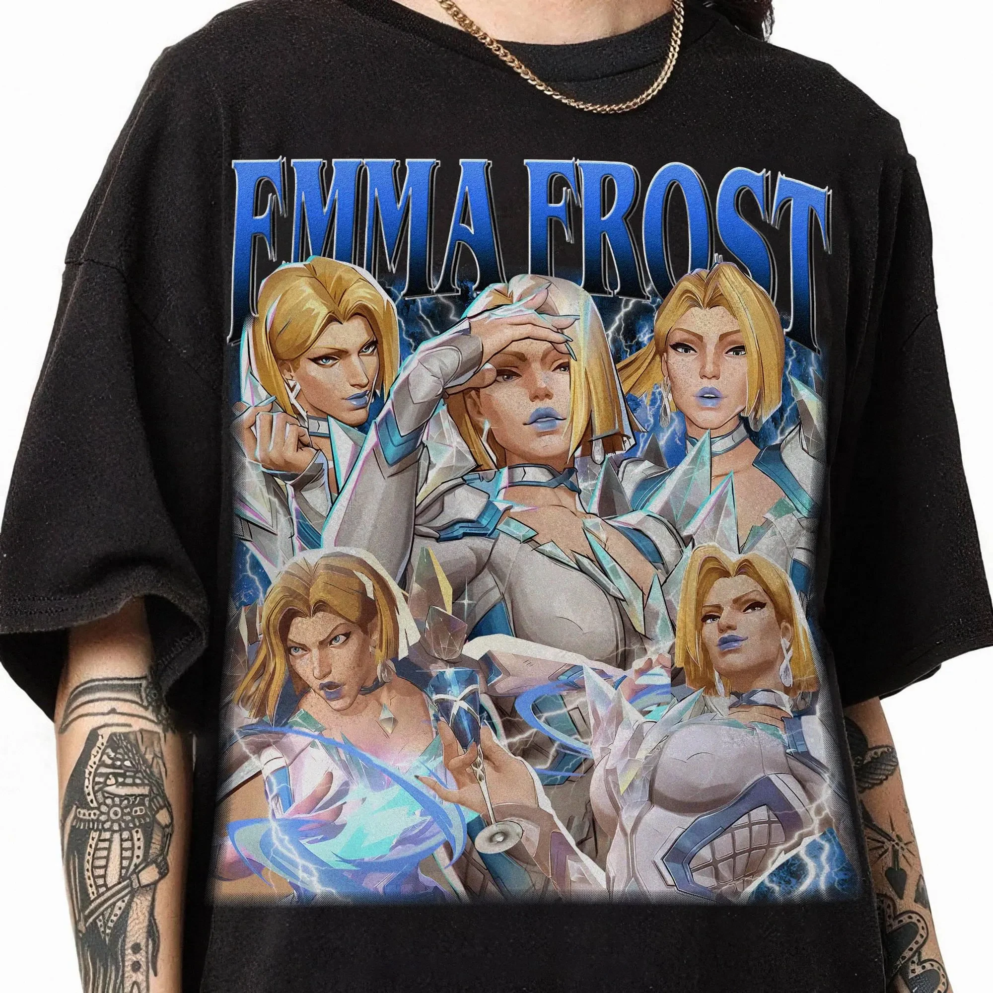 Emma Frost bedrucktes Damen-T-Shirt, Frühling/Sommer, Modetrend, reine Baumwolle, neutrales Kurzarm-T-Shirt