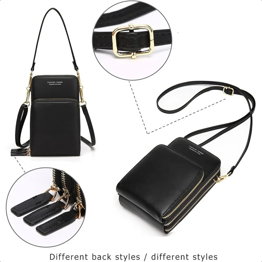 حقيبة هاتف محمول صغيرة عبر الجسم للنساء حقيبة يد صغيرة فوق الكتف مع فتحات لبطاقة الائتمان