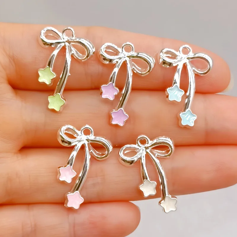 10/100PCS Alloy Retro Drip Oil Star Bow Pendant Small Pendant DIY Necklace Bracelet Earrings Bracelet Accessories