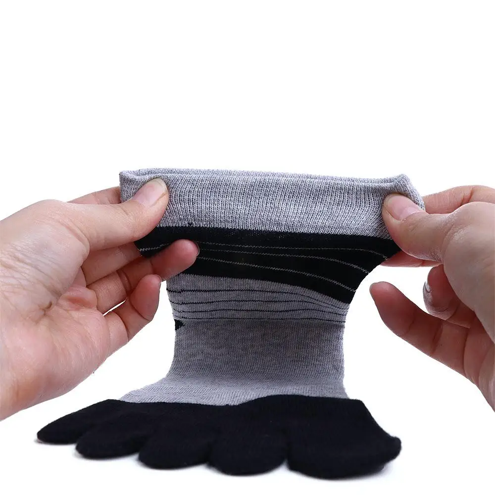 Deodorant Antibacterial Cotton Casual Simple Middle Tube Man Socks Five Finger Socks Socks With Toes Stripe Hosiery