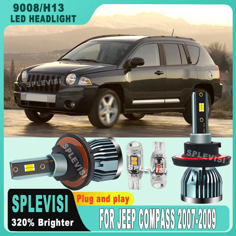 

20000LM/Pair Plug And Play Shockproof Waterproof Dramatic Night Vision Enhancement LED Headlight For Jeep Compass 2007 2008 2009