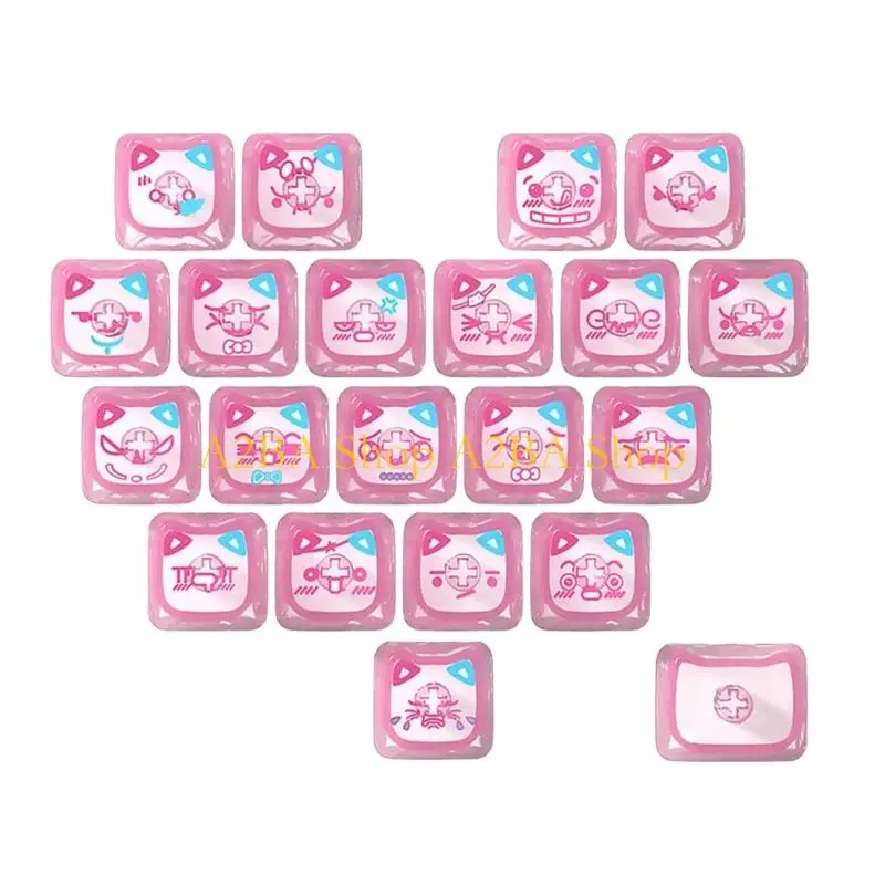 A2BA Low Profile Keycaps 21Keys Cats Heart Pattern Enhanceds Typing Comfort