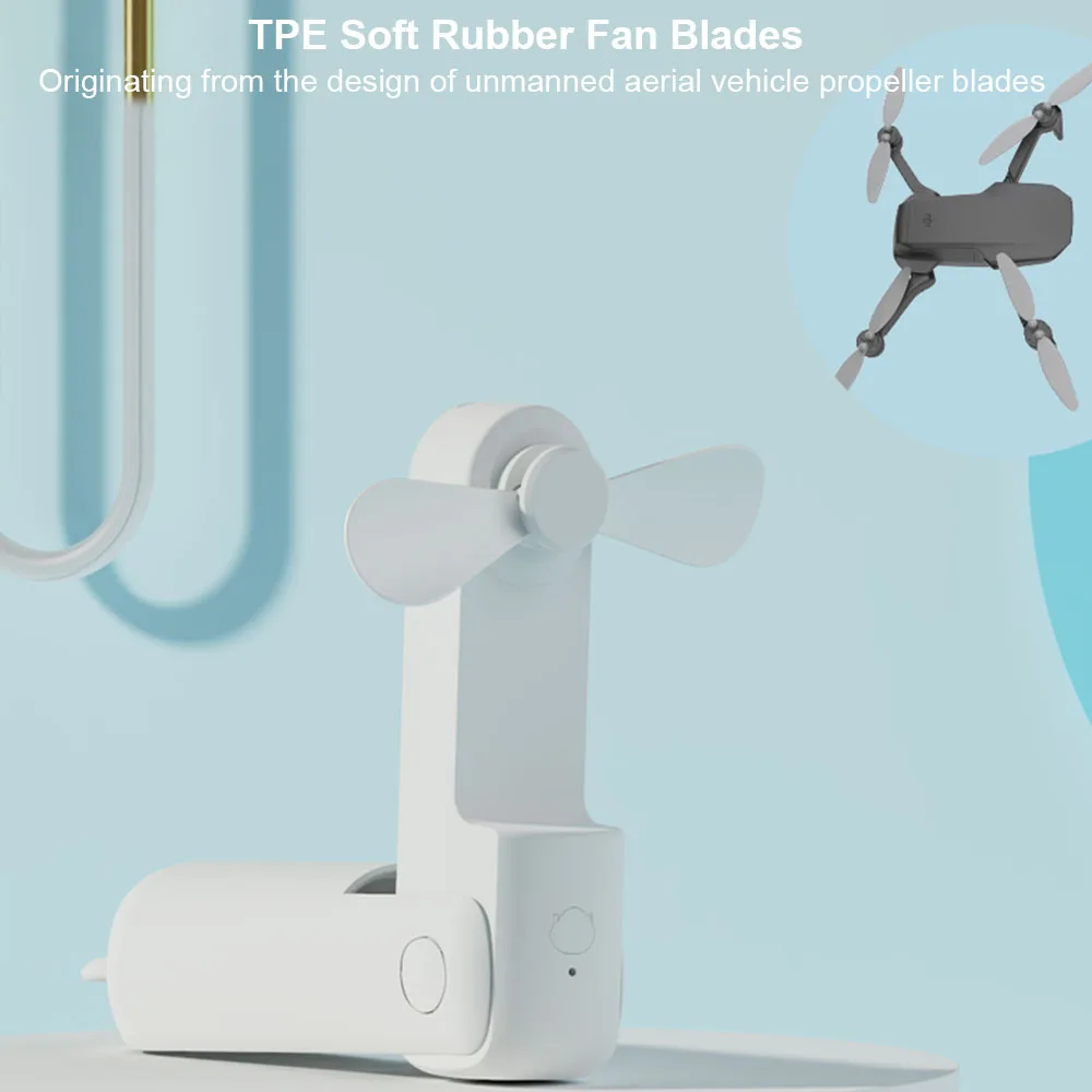 Tragbarer Ventilator, Super-Mini-Handventilator, wiederaufladbarer USB-Ventilator, faltbarer kleiner Handventilator mit 2000 mAh Power Bank, 3 Gänge – Detail 8