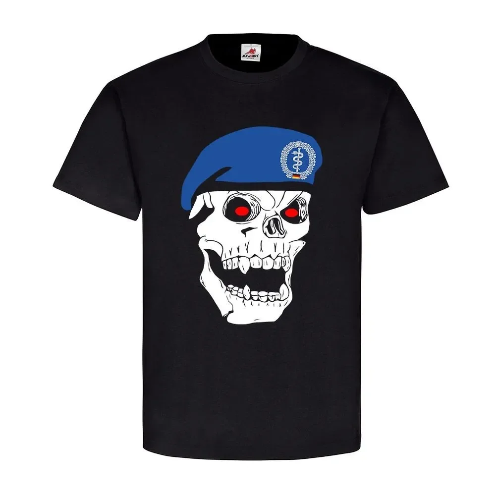 Deutscher Sanitätssoldat Skull Totenkopf Bundeswehr Bw Barett T-Shirt. Summer Cotton Short Sleeve O-Neck Mens T Shirt New S-3XL