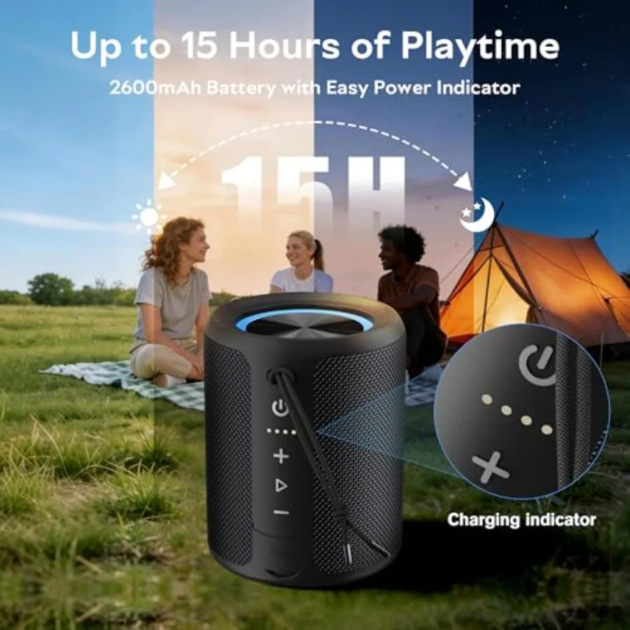 

Portable Outdoor Bluetooth Speaker IPX7 Waterproof, 20W Loud Sound & 15H Long Playtime