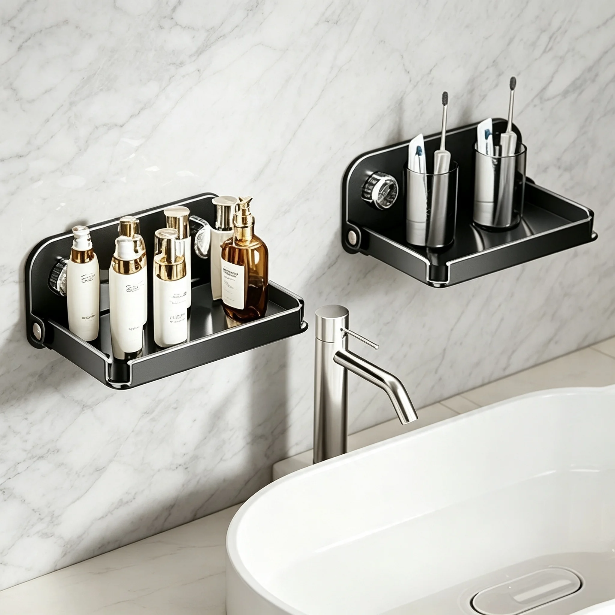 Anti-fall Guard Rail Shelf No Drill Wall Mount Bathroom Foldable Suction Cup Storage Rack Shower Organizer
