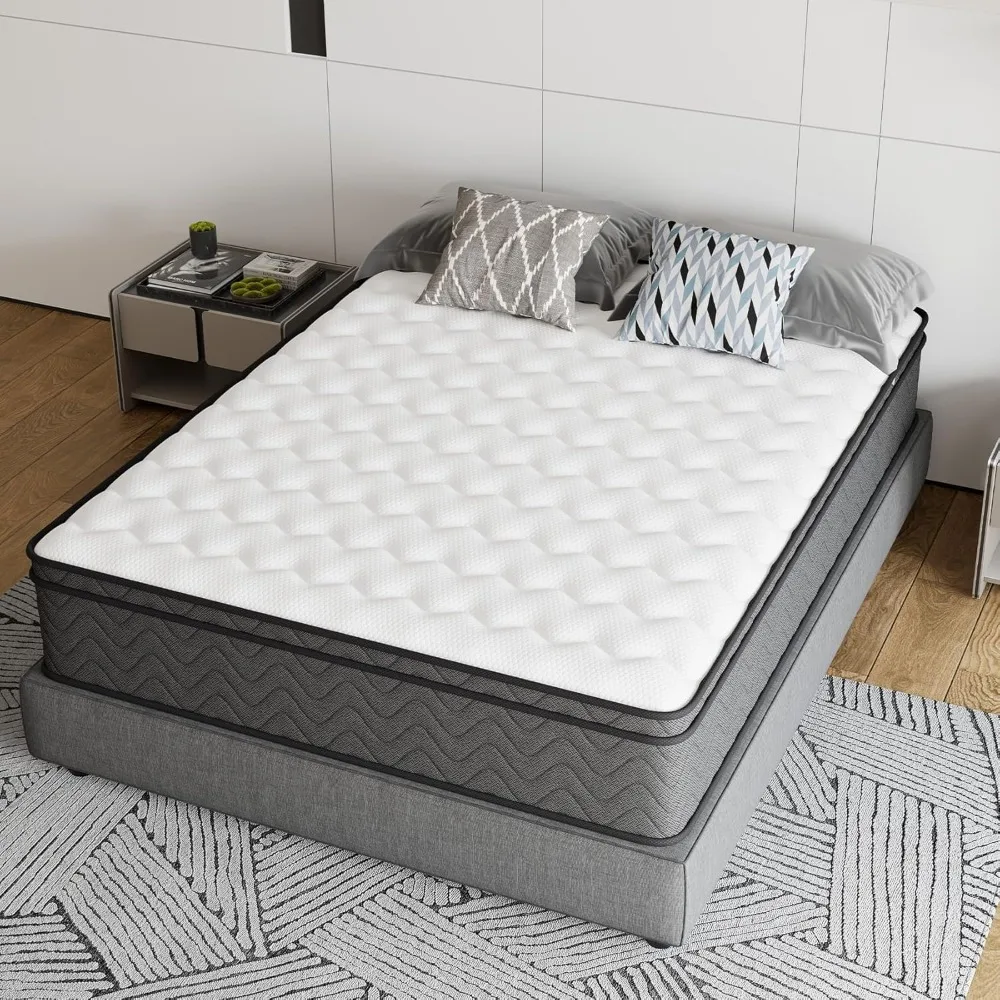 

King Mattress, 12 Inch Innerspring Hybrid Mattress in A Box, Individually Pocket Coils for Motion Isolation & Cool Sleep