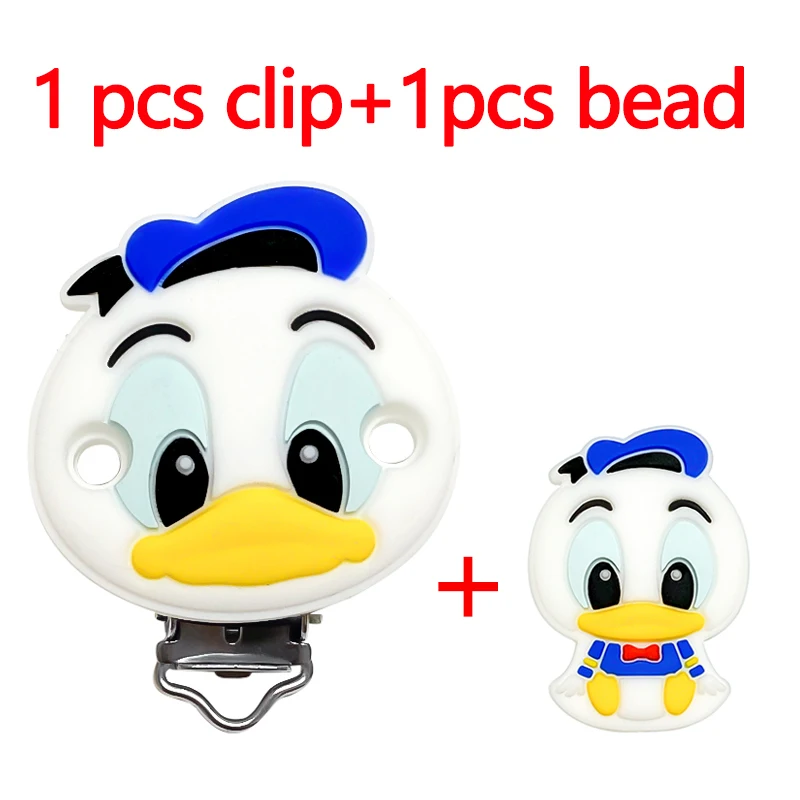 2 Stück/Set Silikon Cartoon Tier Schnullerclip Beißperle DIY Schnullerkette Schmuckzubehör
