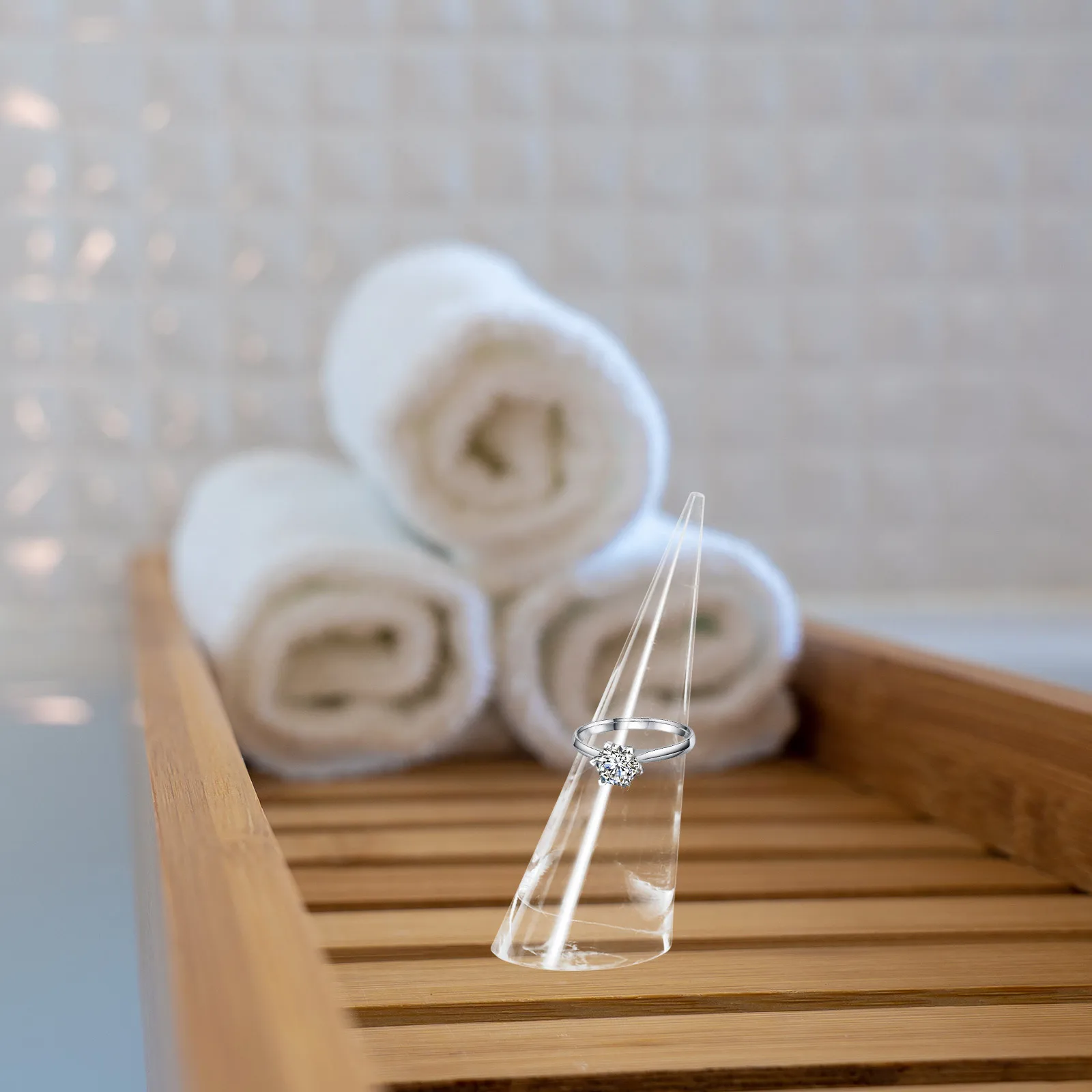 

6pcs Acrylic Ring Display Stand Cone Shape Jewelry Organizer For Rings Holder Showcase Rack Solid Storage Home Use