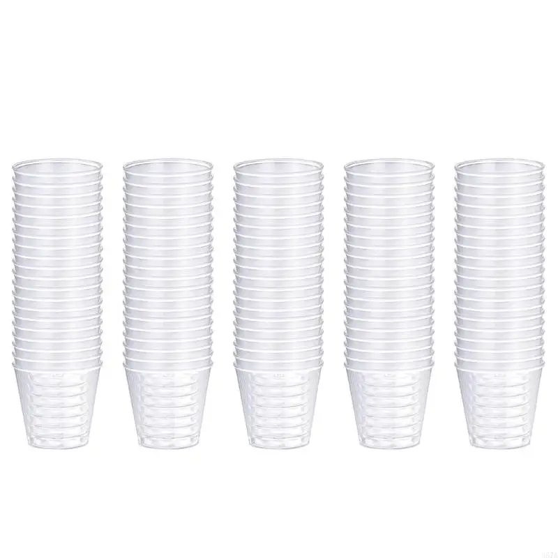 367A 100Pieces Plastic Shot Glasses 30ml Reusable Stackable Cups Disposables Shot Glasses for Drink Dessert Party Gifts