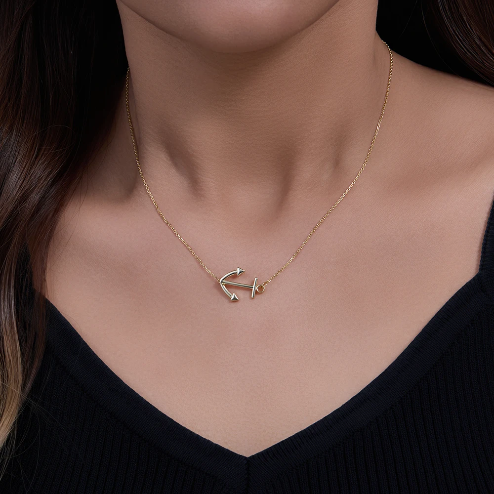 من المألوف فريد مرساة قلادة معلقة الديكور قلادة فضية نقية الهيب هوب العصرية السيدات سلسلة الترقوة المجوهرات