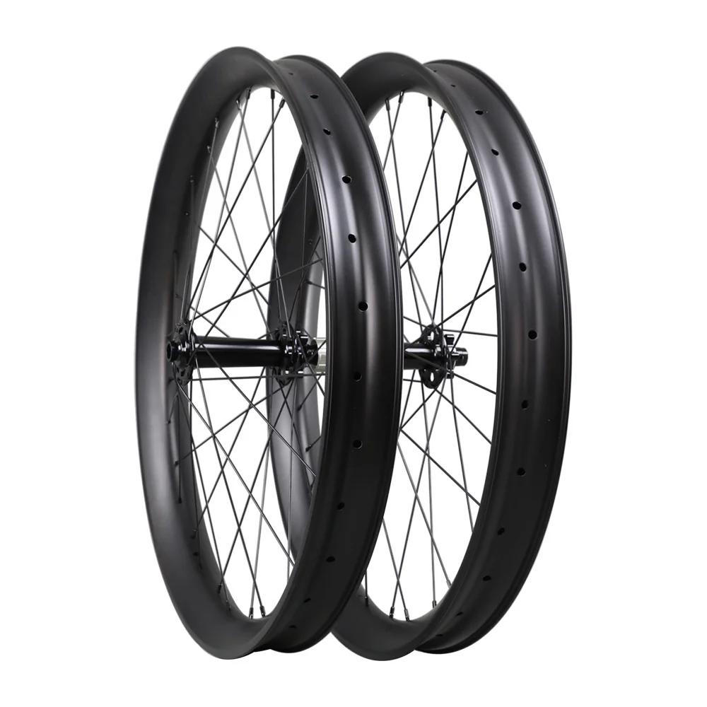 

26er Carbon Fat Bike Wheelset 65mm Wide Wheels Carbon Fat Bike Hookless Clincher Tubeless Ready