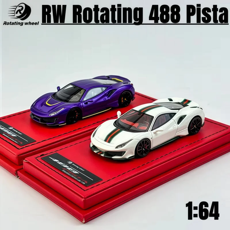 1:64 Rotating 1:64,488 Pista Hardtop version Prancing Horse, resin static simulation car tide play model, adult collection.