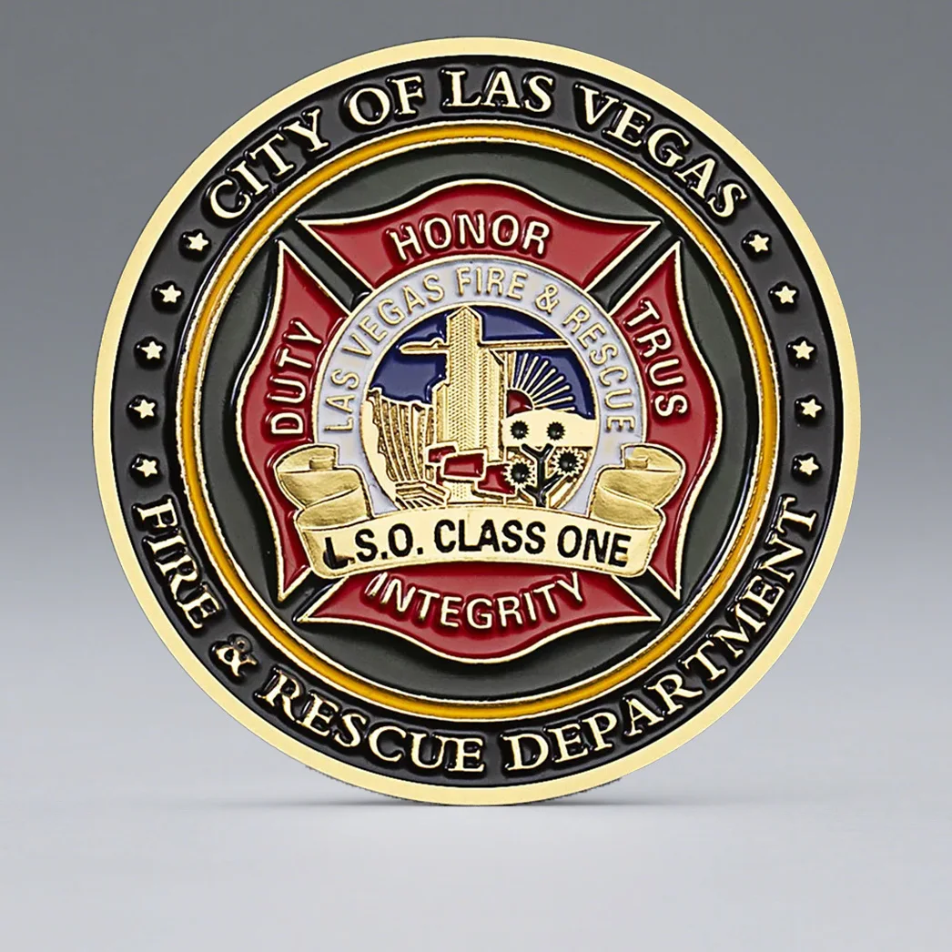 Cidade dos EUA das Las Vegas Departamento de Bombeiros e Resgate Banhado A Ouro Moeda de Lembrança Patrono São Bombeiros Moeda Comemorativa
