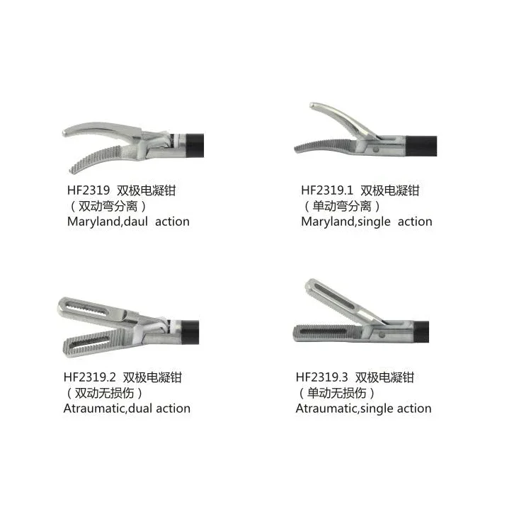 

2025.4 Wanhe High Quality Laparoscopic Coagulation Bipolar Forceps Maryland / Atraumatic Forceps Reusable Laparoscopic Bipolar F