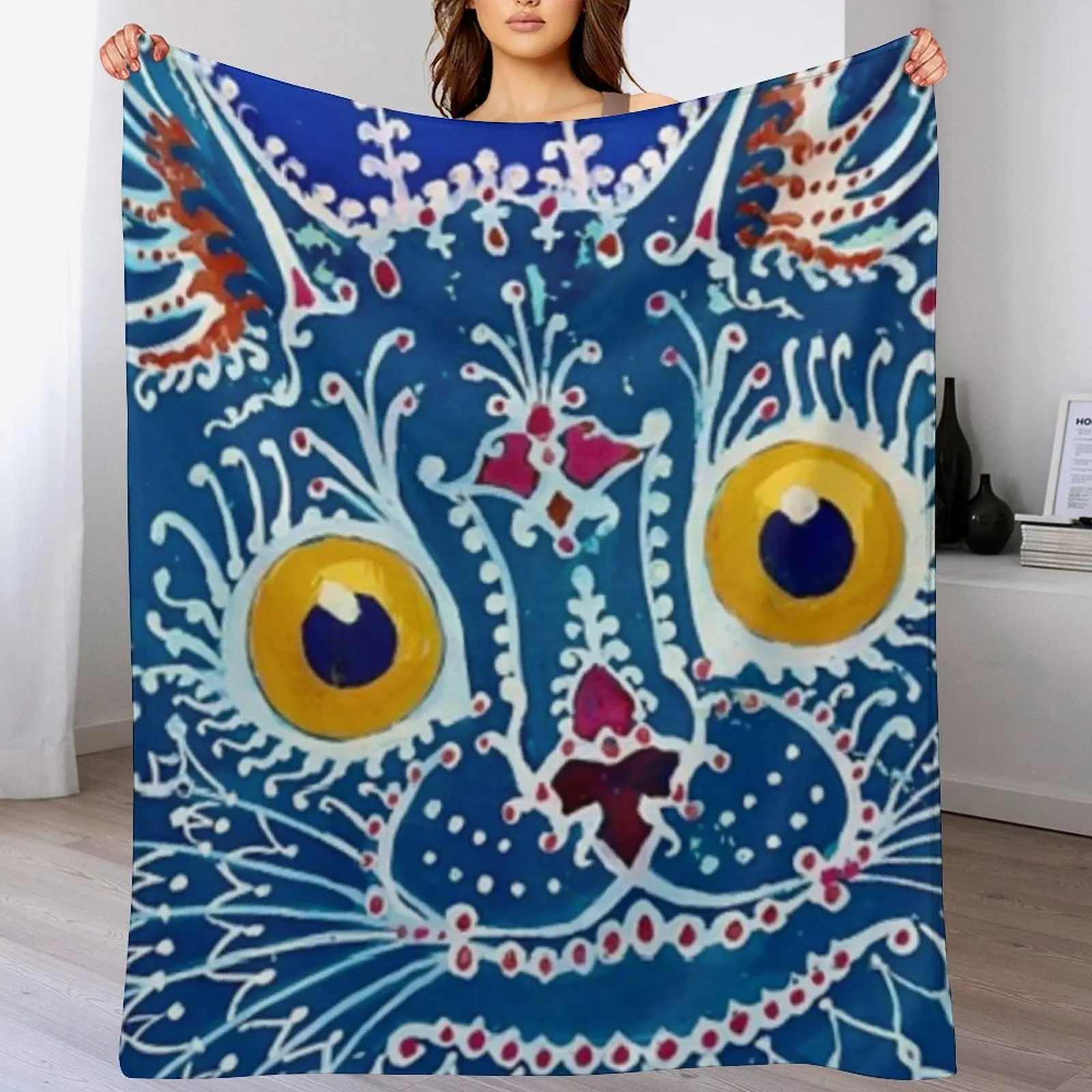 

Psychedelic Cat by Louis Wain Throw Blanket Durable Warm Blanket for Daily Home Use