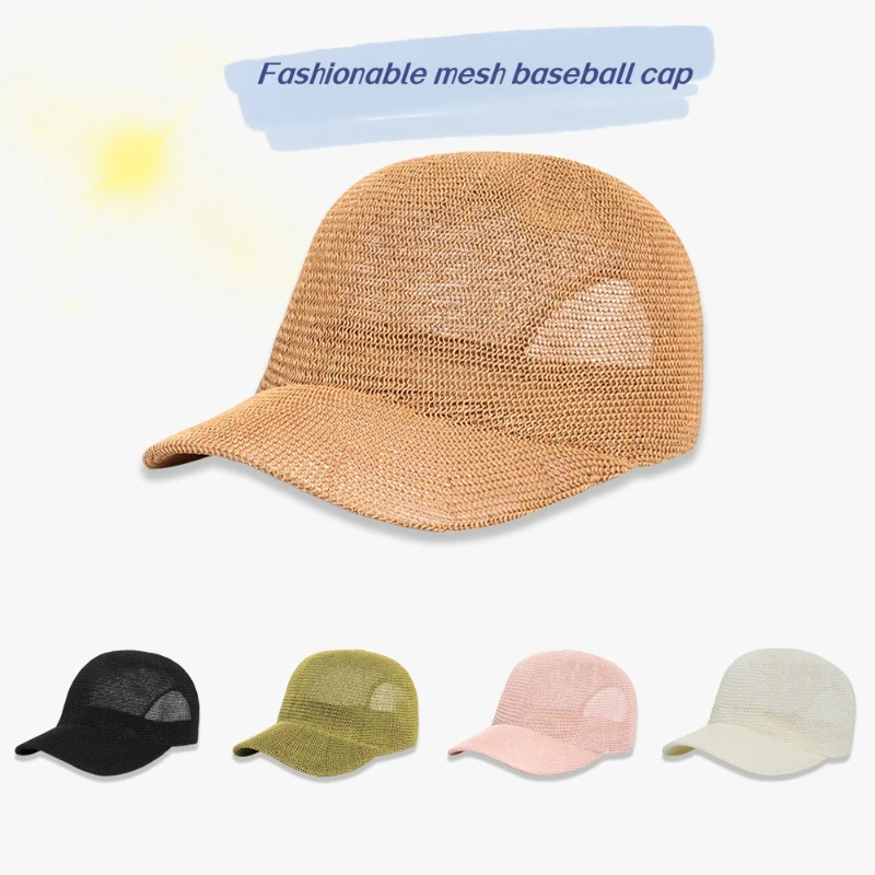 Ademende Zonwering Strohoed Voor Dames, Zomerbescherming Eendenbekenhoed, Dunne Baseballpet, Casual En Modieus