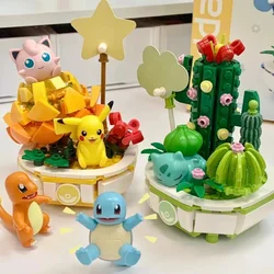 Keeppley Building Blocks Pokémon Charmander Pikachu Squirtle Potted Educational Toy Splicing Model Decoration Collection Gift