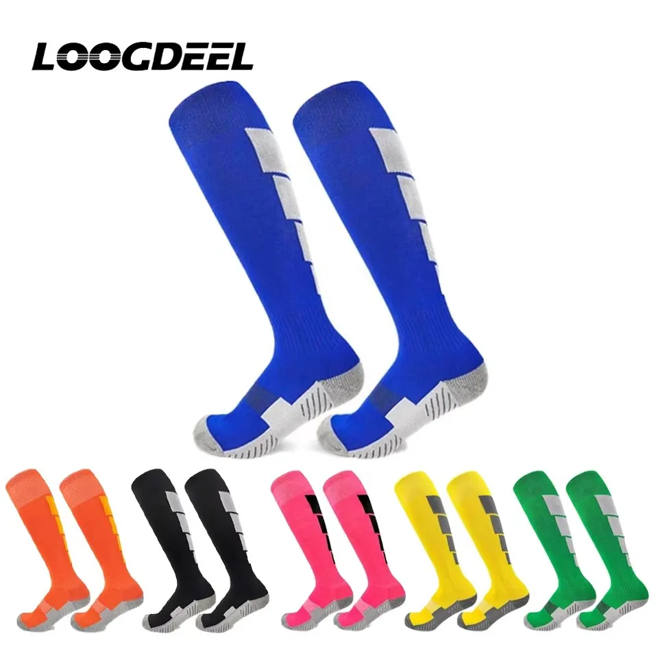 

Loogdeel Long Tube Anti-Slip Soccer Socks Towel Bottom Breathable Football Socks Adults Kids Sport Knee High Non-Slip Sock