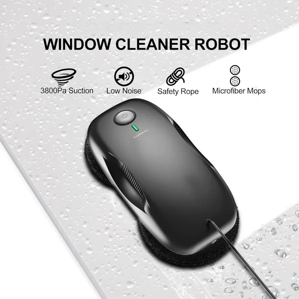 Window Cleaner Robot, Automatic Cleaning with Intelligent Path Planning, 3800Pa Suction Power, Edge Detection, Remote Control