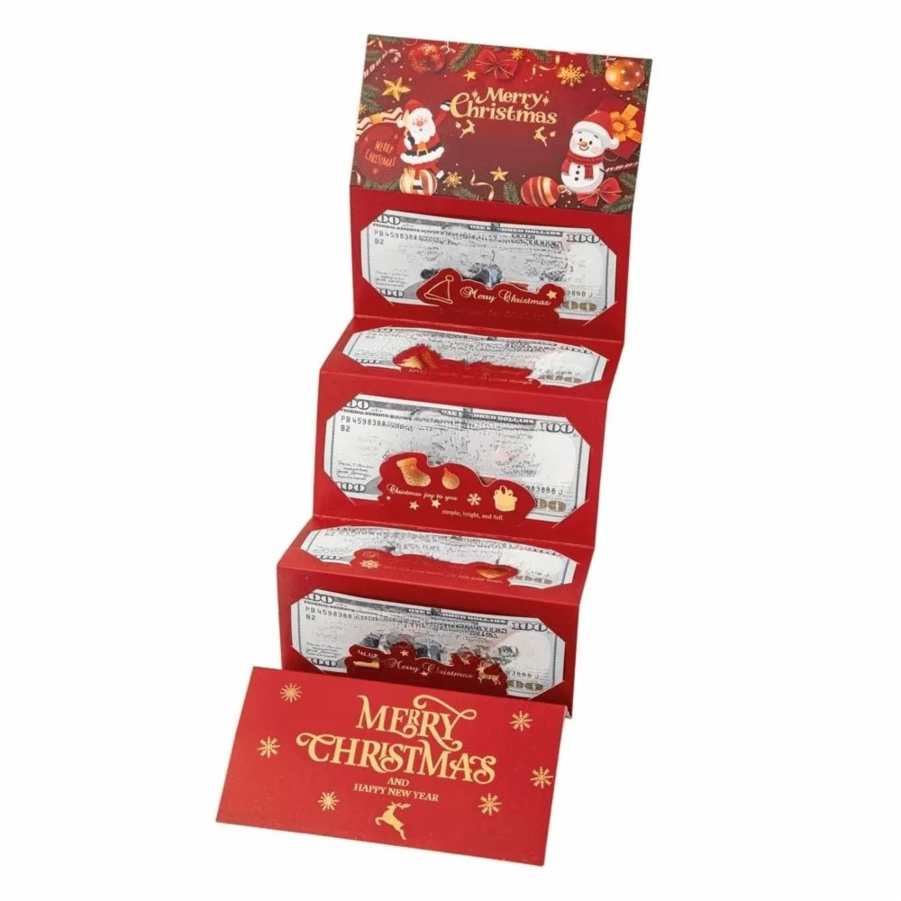 2-set Kerstman Kerst Geldkaart Envelop Rode Lucky Opvouwbare Bankbiljetkaart Navidad Elanden Vrolijke Kerstversiering Cadeau