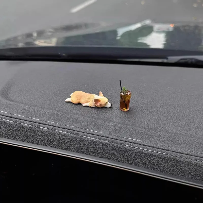 

Sleeping corgi Auto Ornaments Creative Interior Center Console Screen Car Decoration Cute Resin Dog
