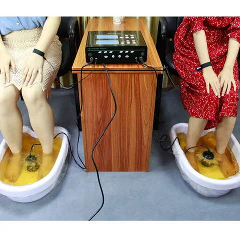 Salon Detox Spa Device Dual Ionic Foot Bath Detox Machine for 2 People Body Detox Sps Massage with Infrared Heating Waist Belt
