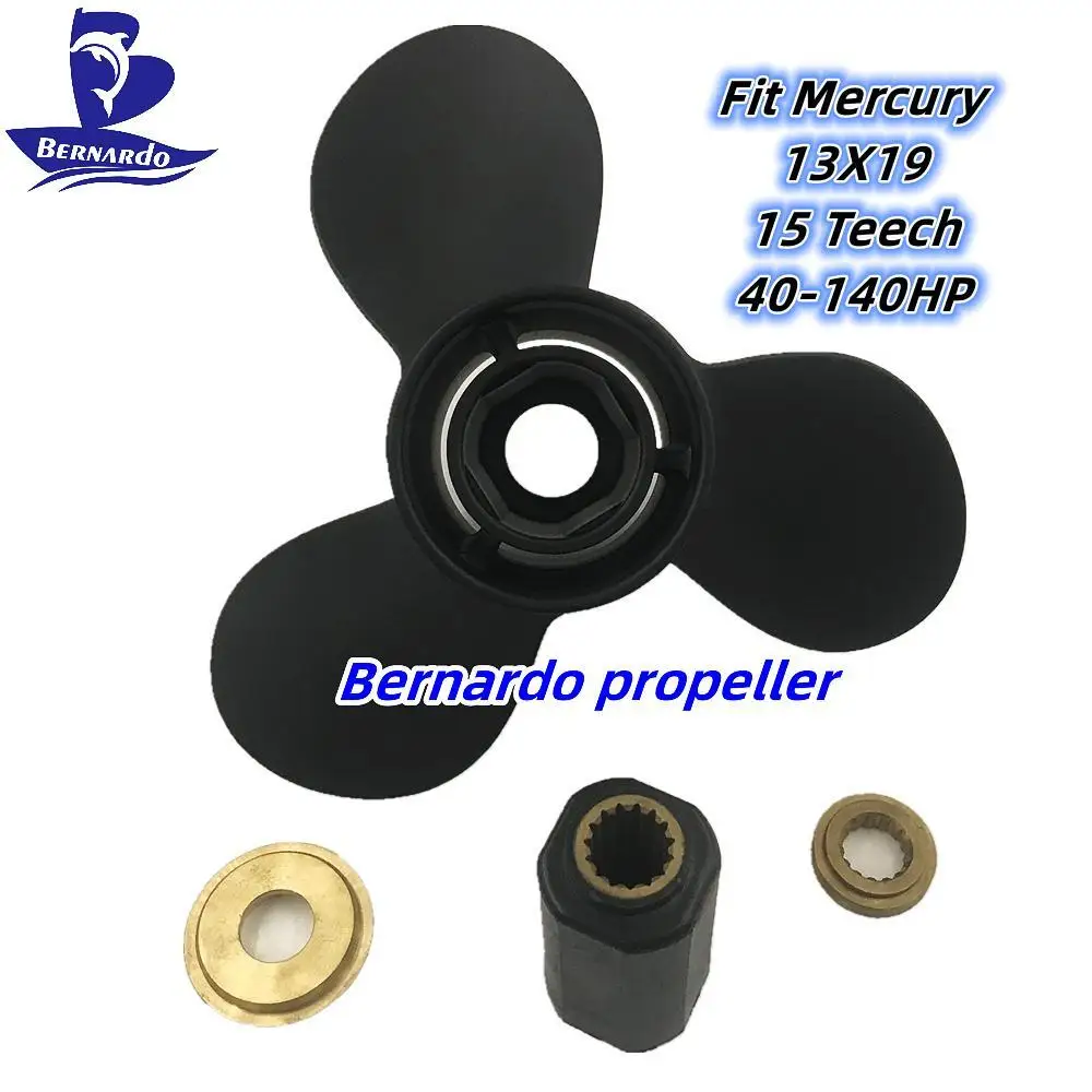 Bernardo Boat Propeller 13X19 Fit Mercury Outboard Engine 50 75 80 90 100 115 125 150HP Aluminum 3 Blade 15 Tooth Spline