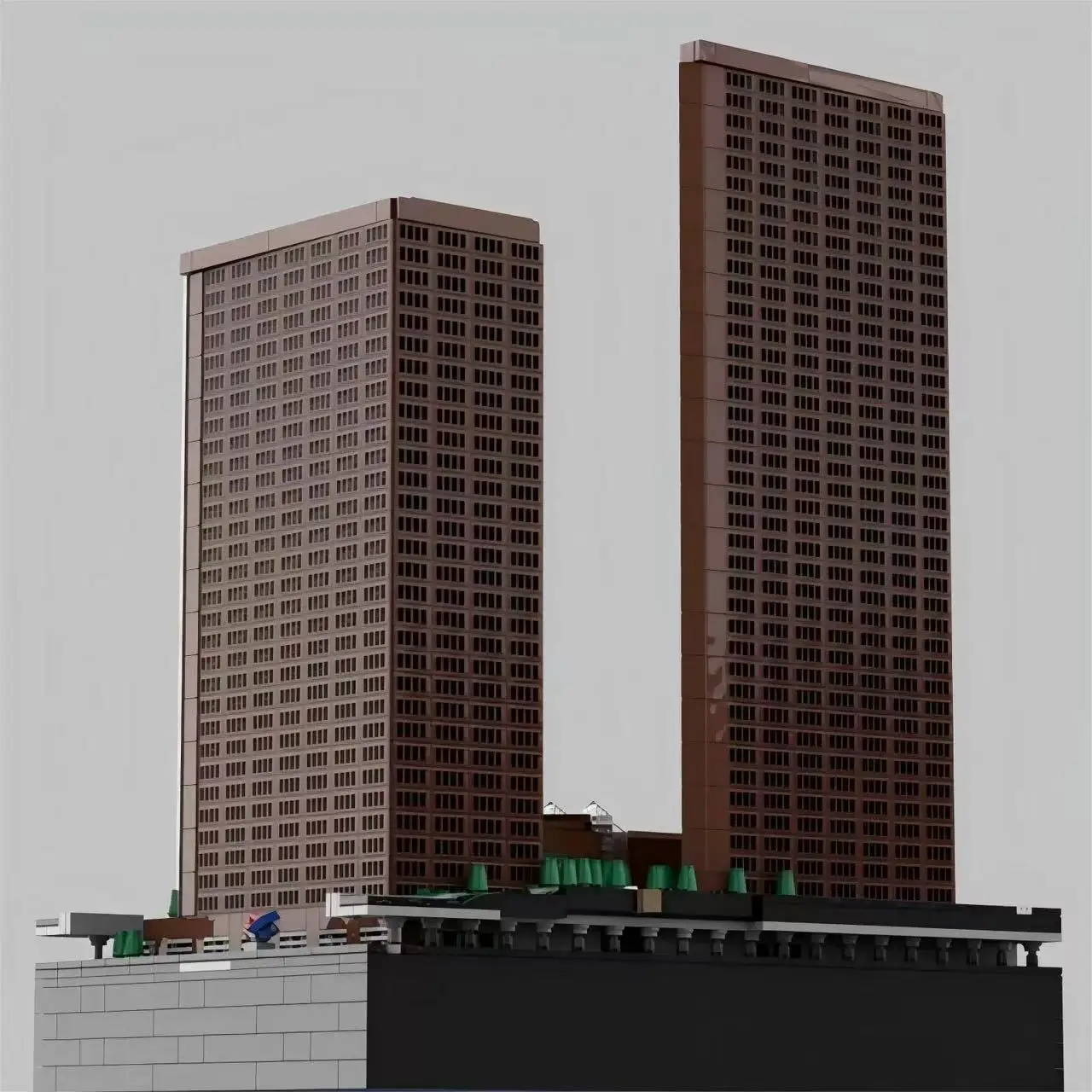 

MOC Wells Fargo Center Bank Building Blocks Set 1/650th Scale Twin Tower Skyscraper Los Angeles House Brick Children Toys Gifts