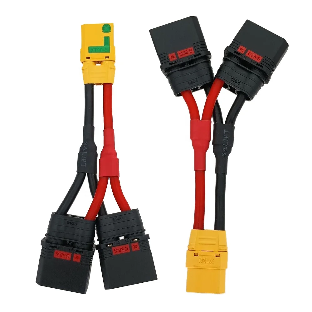 5 個の Amass XT90S プラグ QS8 アンチスパークコネクタ XT90 パラレル Y ケーブル 10AWG 100mm ワイヤー付き DIY RC リポバッテリー部品用