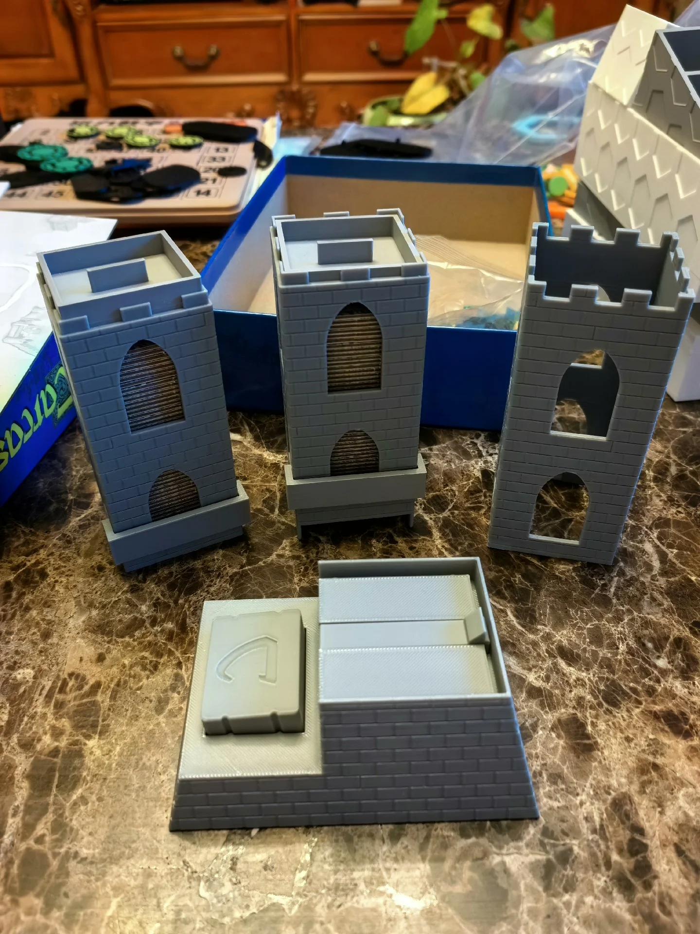 Carcassonne Tile Tower Dispenser for Carcassonne Karak Cacao Board Games 3D Printed Carcassonne Storage Carcassonne Tower