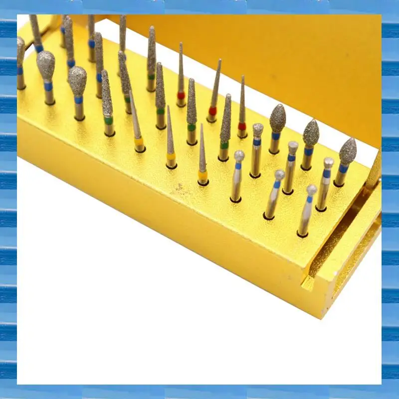 

AT53 180Pcs Diamond Burs Drill +Block High Speed Handpiece Holder Alumimum Instrument For Teeth Whitening