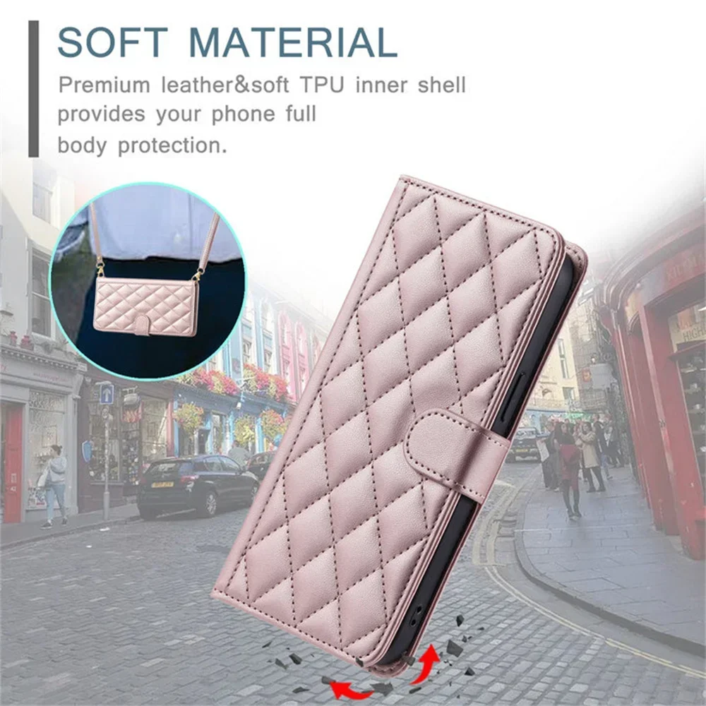 Crossbody Leather Wallet Case For Samsung Galaxy A57 A37 A27 A17 A55 A05S A35 A25 A15 A56 A36 A26 A16 A06 A54 A34 5G 4G Cover