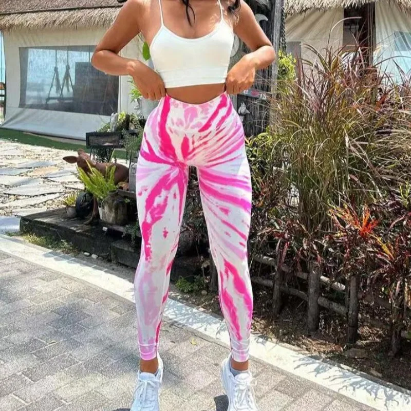 Seamless Tie Dye Leggings Women Sports High Waist Tights Gym Running Cycling Sexy Hip Liftting Yoga Fitness Leggings