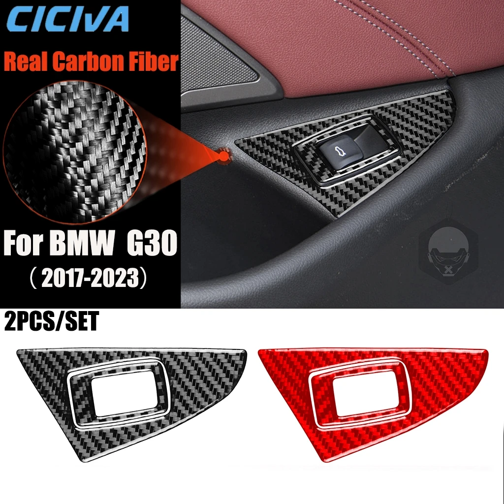 

Carbon Fiber Car Accessories Trunk Switch Panel Set Modified Interior Trim Cover Soft Sticker For BMW 5 Series G30 2016-2023