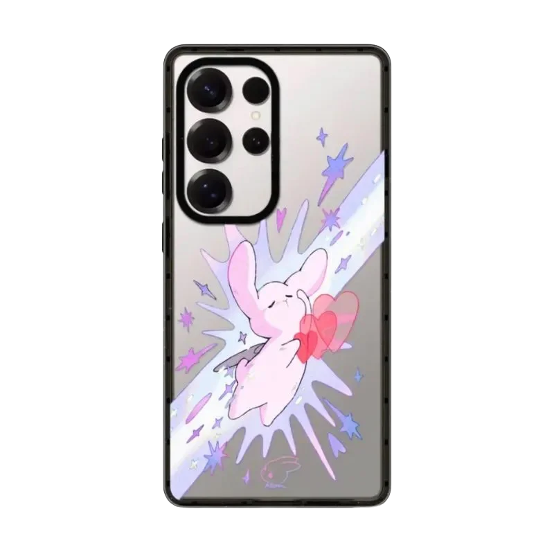 

Pink Purple Cat Graffiti Acrylic Border Magnetic Phone Cover for Samsung Galaxy S23 S24 S25 Ultra S25+ Plus Case