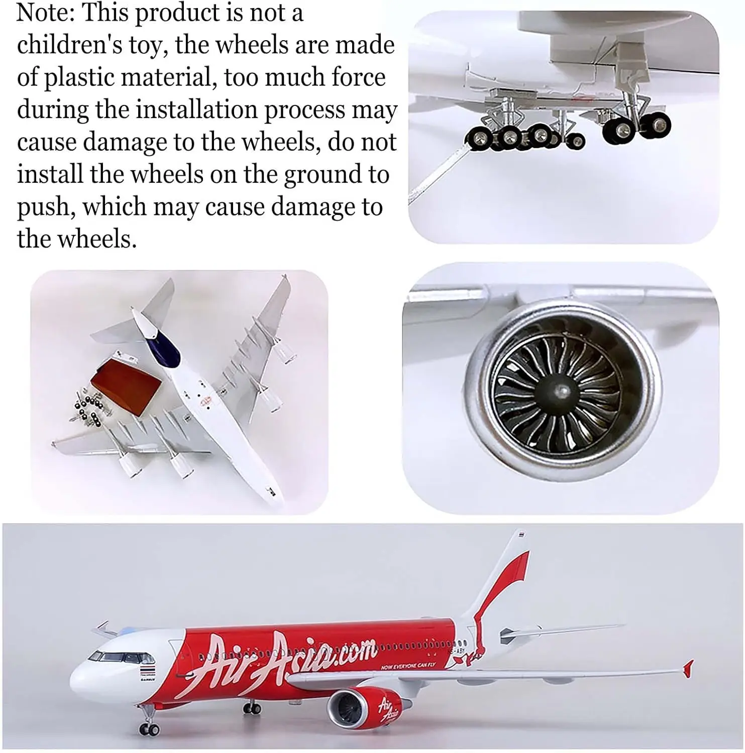 1:80 AirAsia A320neo محاكاة نموذج طائرة الركاب المدنية طائرة نفاثة نموذج طائرة دييكاست مع عجلات وأضواء