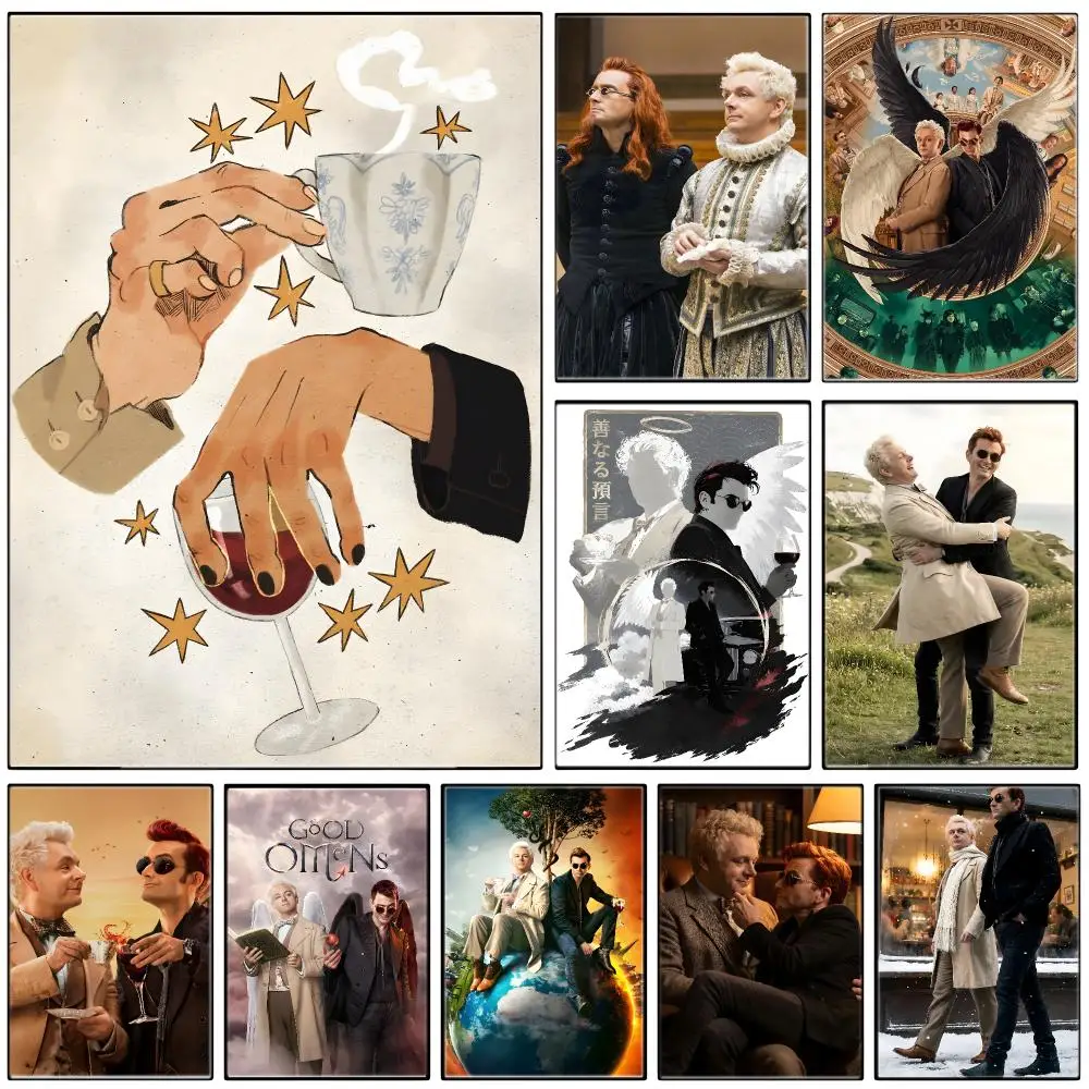 Angel Demon Fantasy G-Good Omens Poster  Self-adhesive Art Waterproof Paper Sticker Coffee House Bar Room Wall Decor