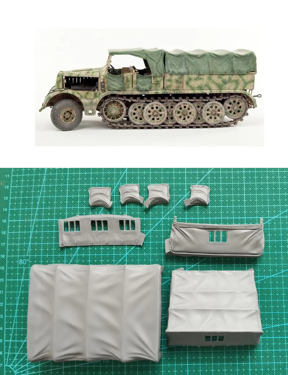 1/35 Resin Carport Fit For WWII German 18-ton FAMO Trailer 35239 35246 (7 Carports/Set,no include Car)