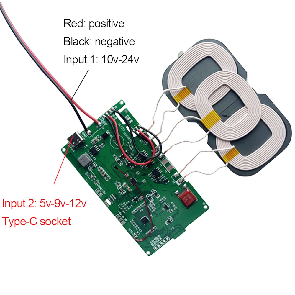 Type-C 20W/18W/15W/10W/7.5W/5W 12V 5V for Qi Wireless Fast Charger Charging Transmitter Module Circuit Board Coil Receiver