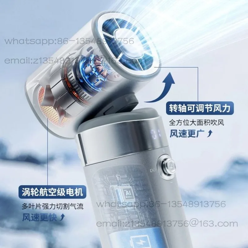 New handheld fan, ice core conductor, cooling, high wind, long-lasting power bank two and one convenient outdoor cooling