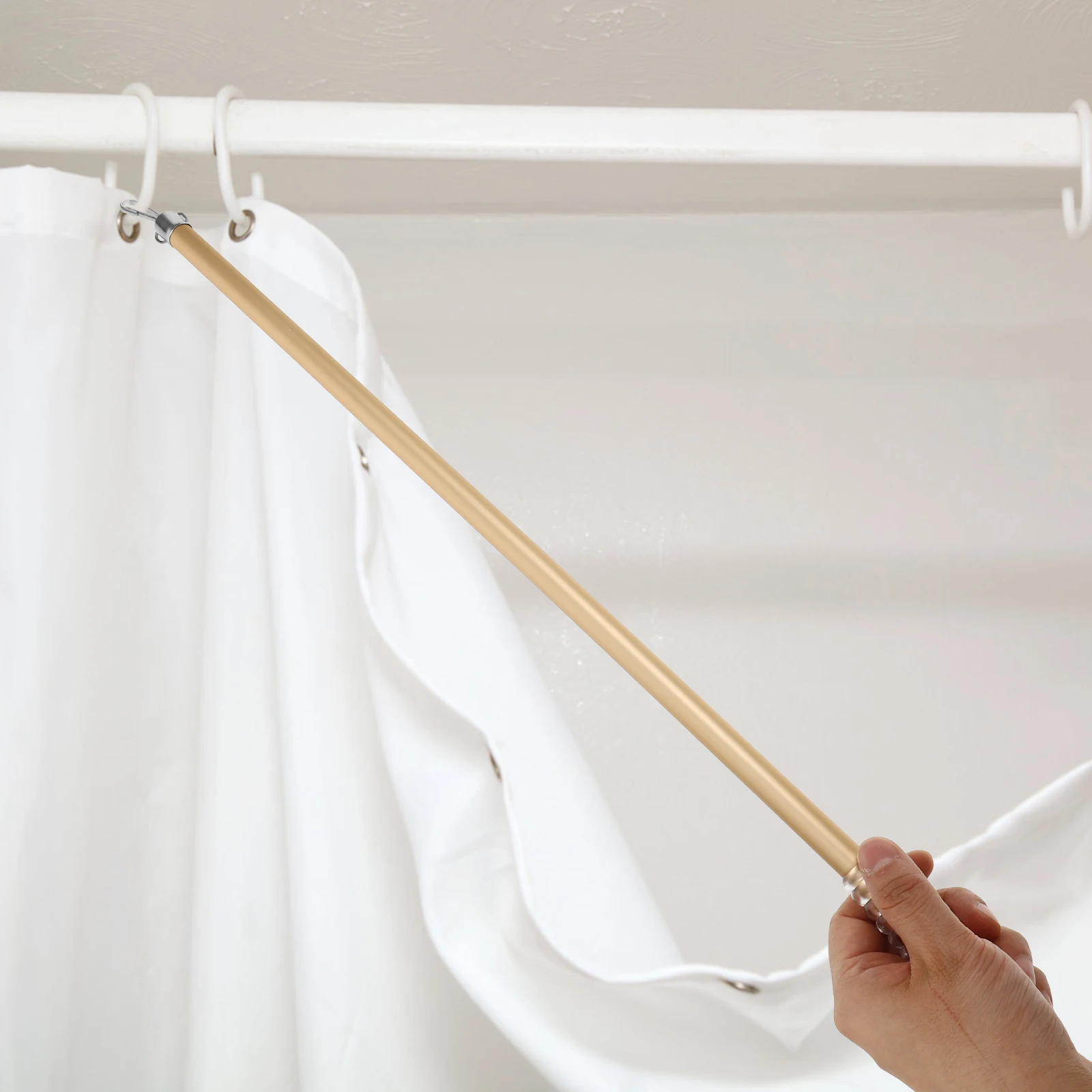 

Aluminum Alloy Curtain Rod Long Drapery Pull Rod Wand Smooth Operation Stylish Design for Various Curtains and Blinds