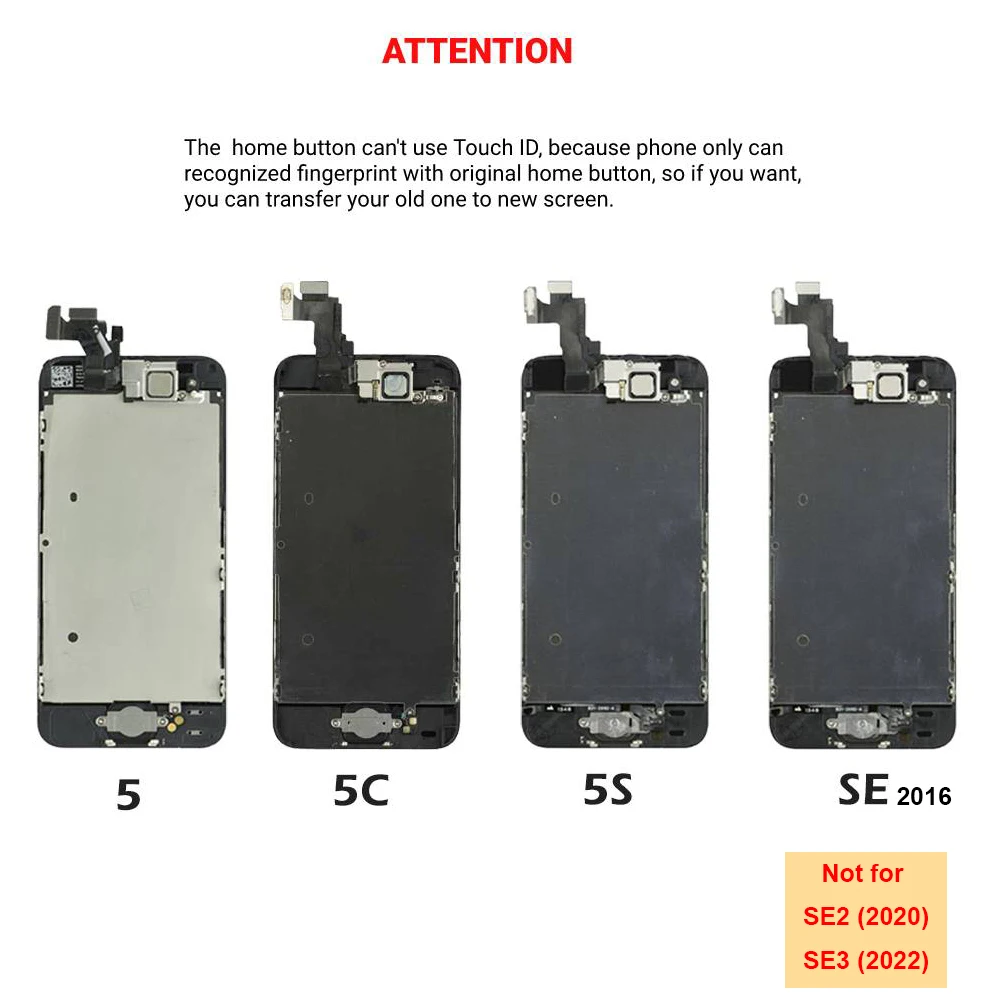 Display for iPhone 5 5S 5C SE 2016 LCD Screen Touch Digitizer Full Set Assembly Replacement Pantalla+Front Camera+Home Button