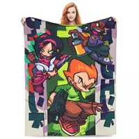FNF Bad Time Trio Friday Night Funkin Fleece Throw Blanket Blankets for Home Couch Soft Bedroom Quilt