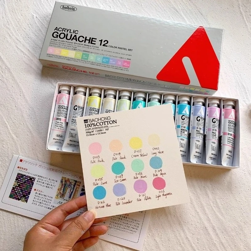 Holbein12 สีทึบแสงอะคริลิค Gou - Gouache Paint Set บทวิจารณ์และราคา