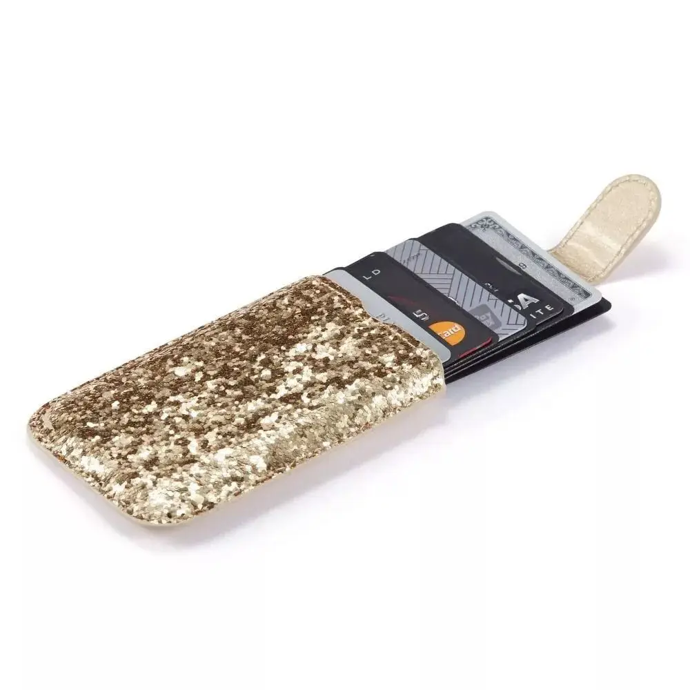 5 جيوب للبطاقات حامل بطاقة الهوية الهاتف بو الجلود لاصق الهاتف الخليوي المحفظة حالة تتفاعل حجب بلون الترتر بطاقة كم