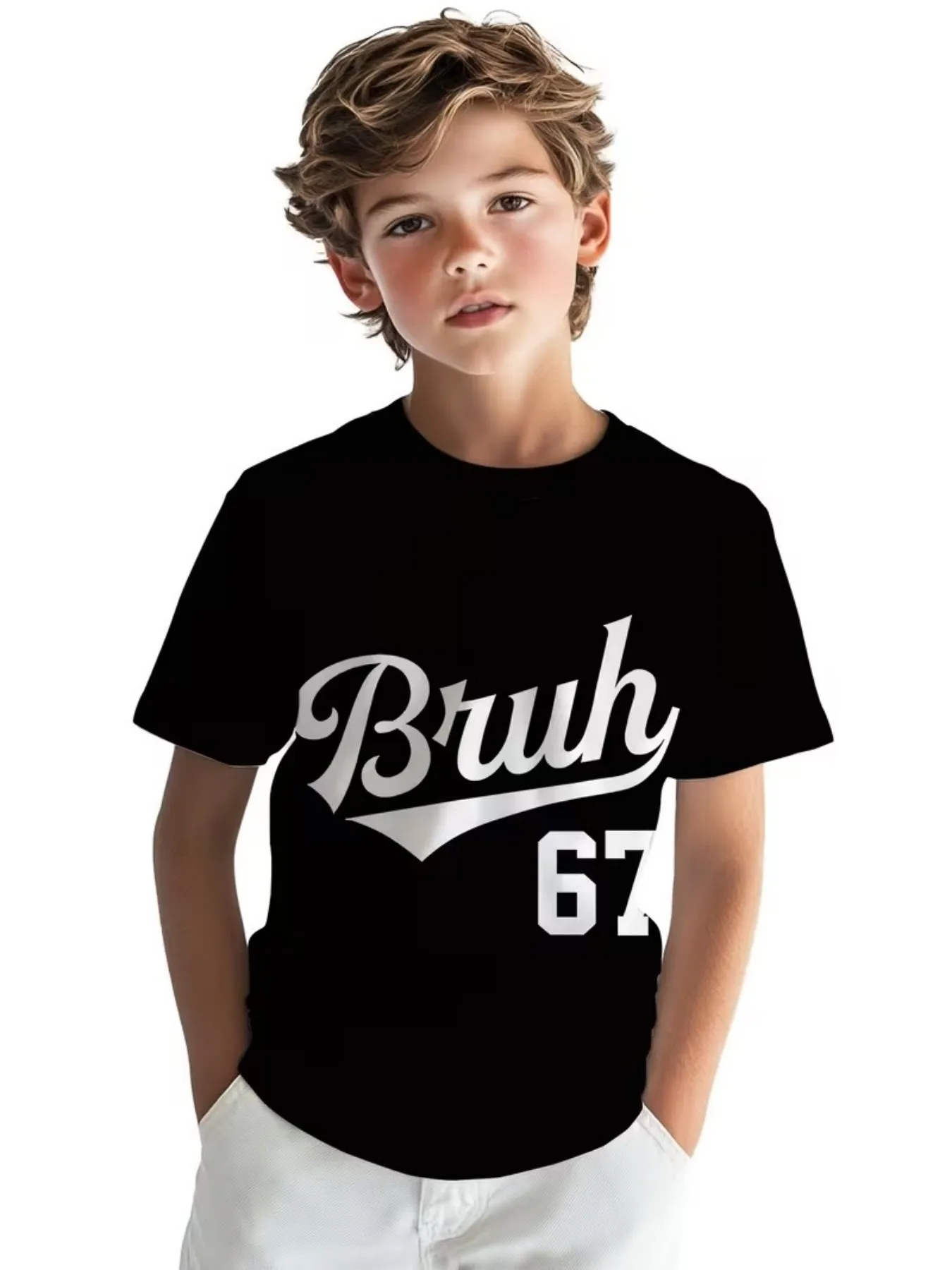 Grappige zes zeven Italiaanse hersenen 67 nummer grafische print T-shirt jongen/meisje zomer korte mouwen kinderen losse comfortabele t-shirt top