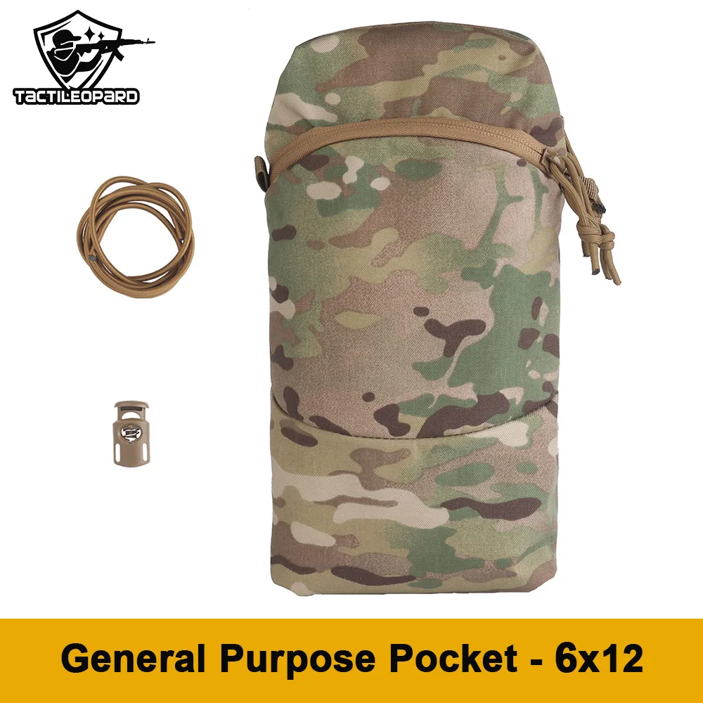 Tactical Long General Purpose Pocket MOLLE 1.5L Water Bladder Utility GP Backpack FCPC Plate Carrier Accessories Cylindrical Bag