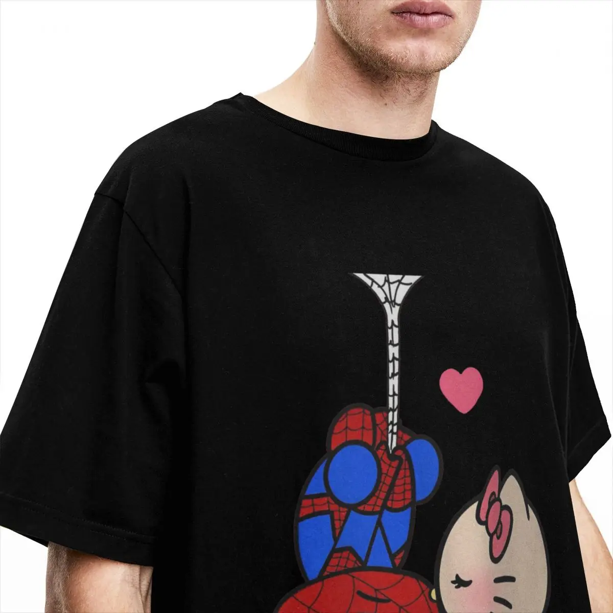 Sanrio Hello Kitty Cartoon Spiderman T-shirt Paar Y2K Puur Katoen T-shirts Zomer Crewneck Harajuku Tees Ontwerp Big Size Tops