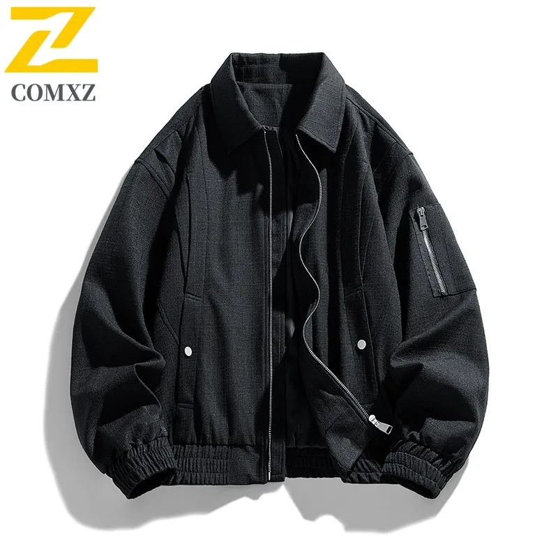 

COMXZ Stand Collar Premium Jacket for Men Trip Wear Resistant Motorcycle Coat Leisure Everyday Use Comfort Light Autumn Clothing